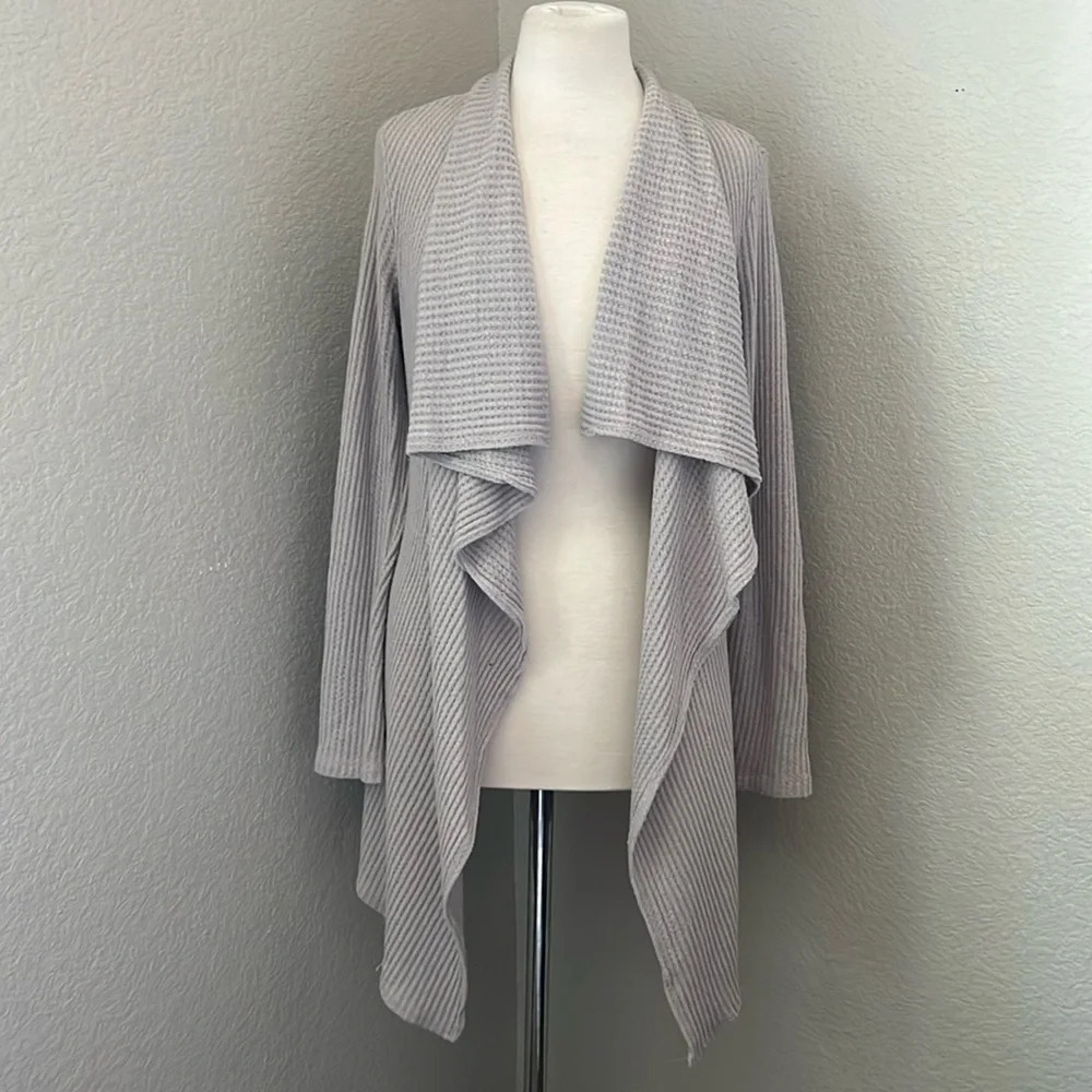 LAJU light grey lavender colored soft plush tunic cardigan